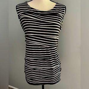 Black and White Striped Short-Sleeved Blouse